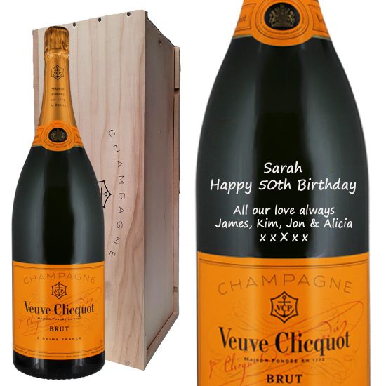 Personalised Veuve Clicquot Yellow Label Jeroboam Champagne 300cl