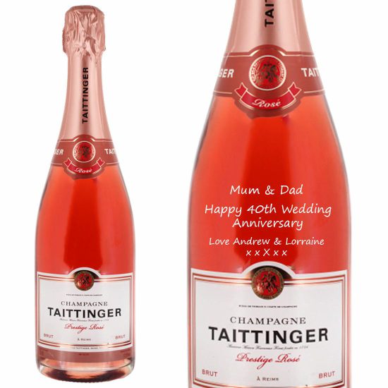 Personalised Taittinger Prestige Rosé Champagne 75cl