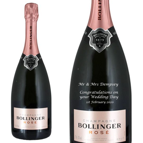 Personalised Bollinger Rosé Champagne 75cl