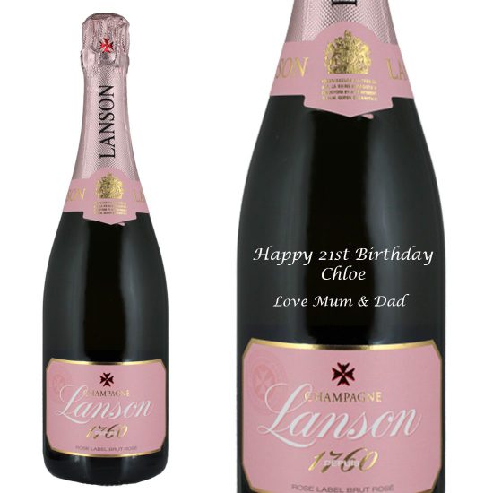 Personalised Lanson Rose Champagne 75cl