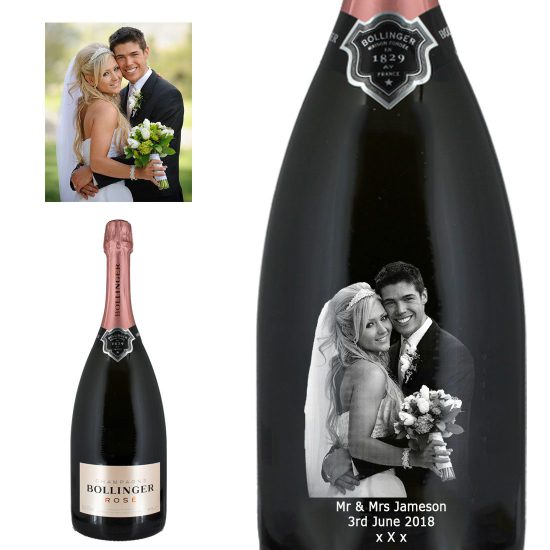Photo Engraved Bollinger Rosé Jeroboam Champagne 300cl