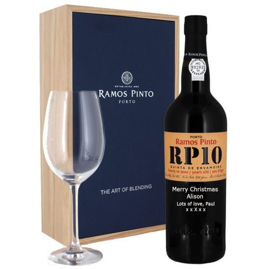 Personalised Ramos-Pinto 10 Year Old Tawny Port & Glass Gift Set