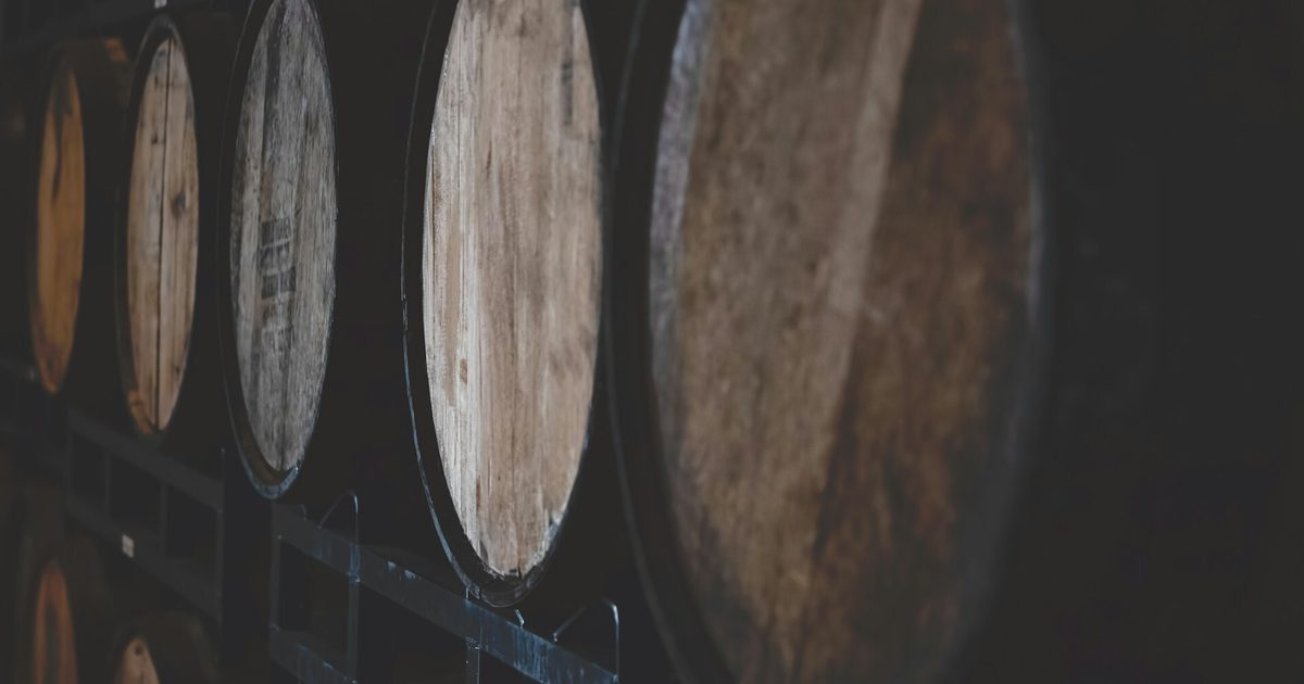 Whisky barrels lined up