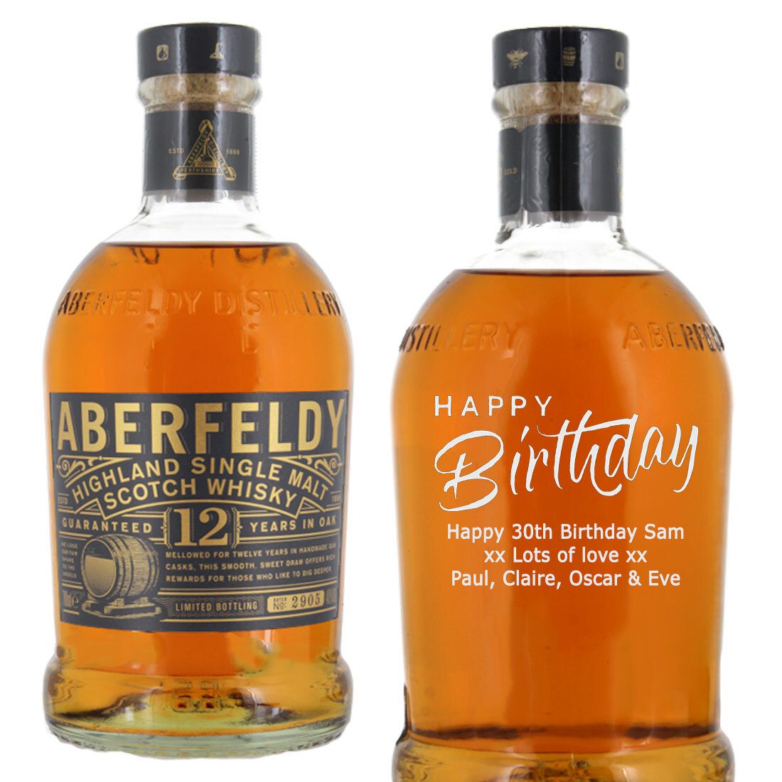 Personalised Aberfeldy 12 Year Old Single Malt Whisky 70cl