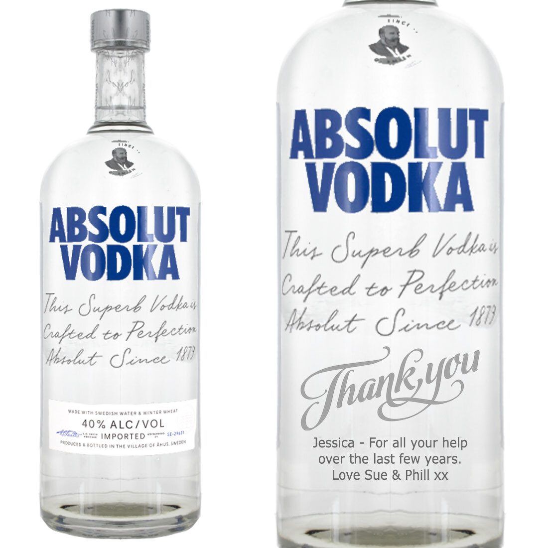 Personalised Absolut Blue Swedish Vodka 100cl