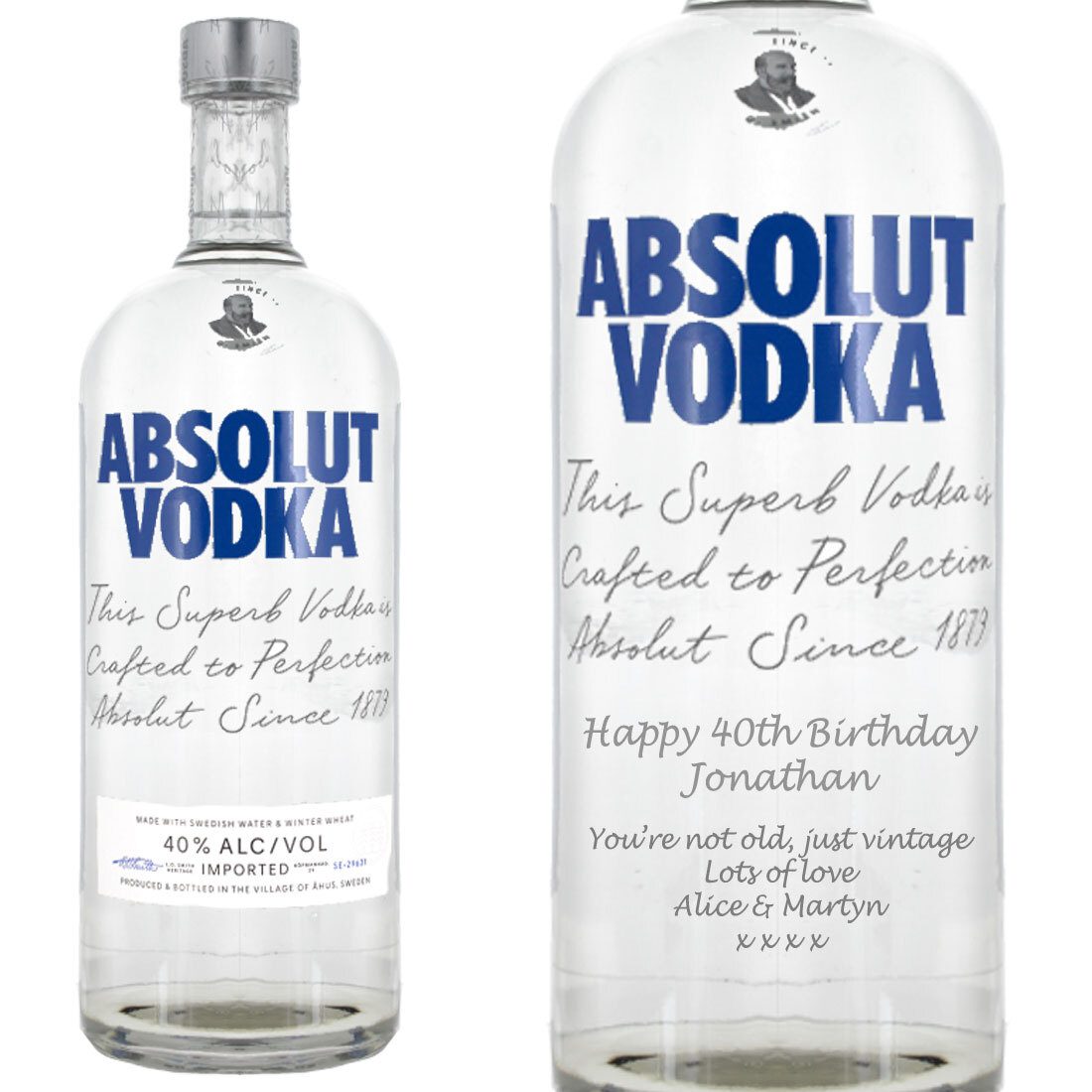 Personalised Absolut Blue Swedish Vodka 100cl