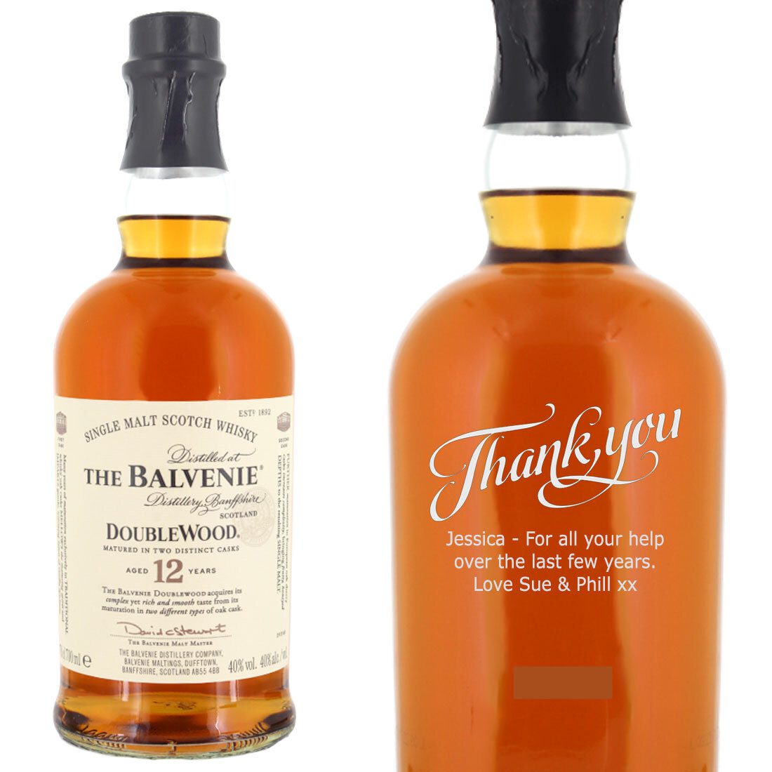 Personalised Balvenie 12 Year Old Double Wood Single Malt Whisky 70cl
