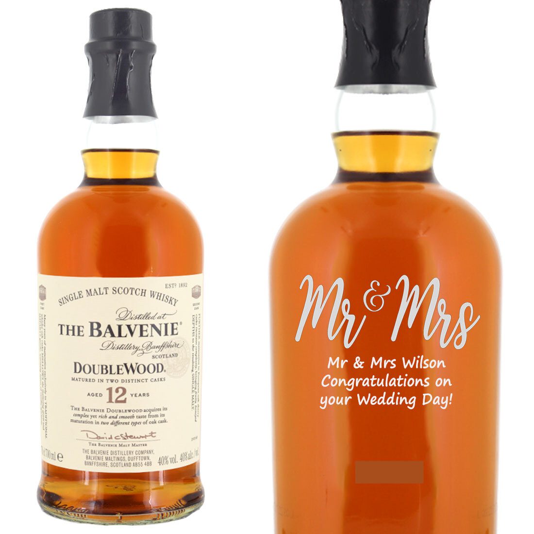 Personalised Balvenie 12 Year Old Double Wood Single Malt Whisky 70cl
