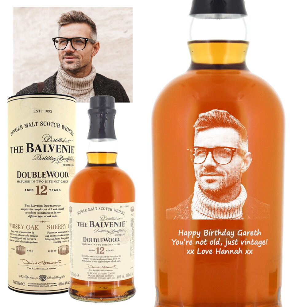 Photo Engraved Balvenie 12 Year Old Double Wood Single Malt Whisky 70cl