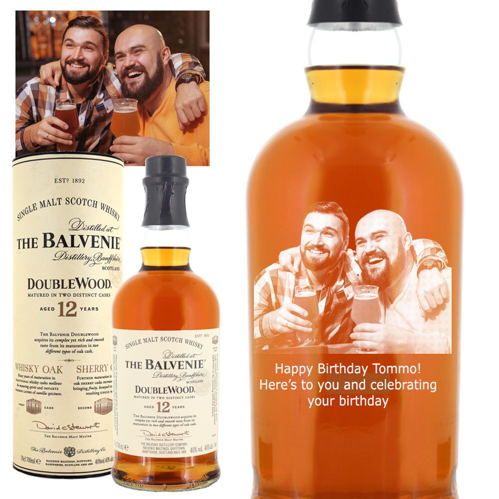 Photo Engraved Balvenie 12 Year Old Double Wood Single Malt Whisky 70cl
