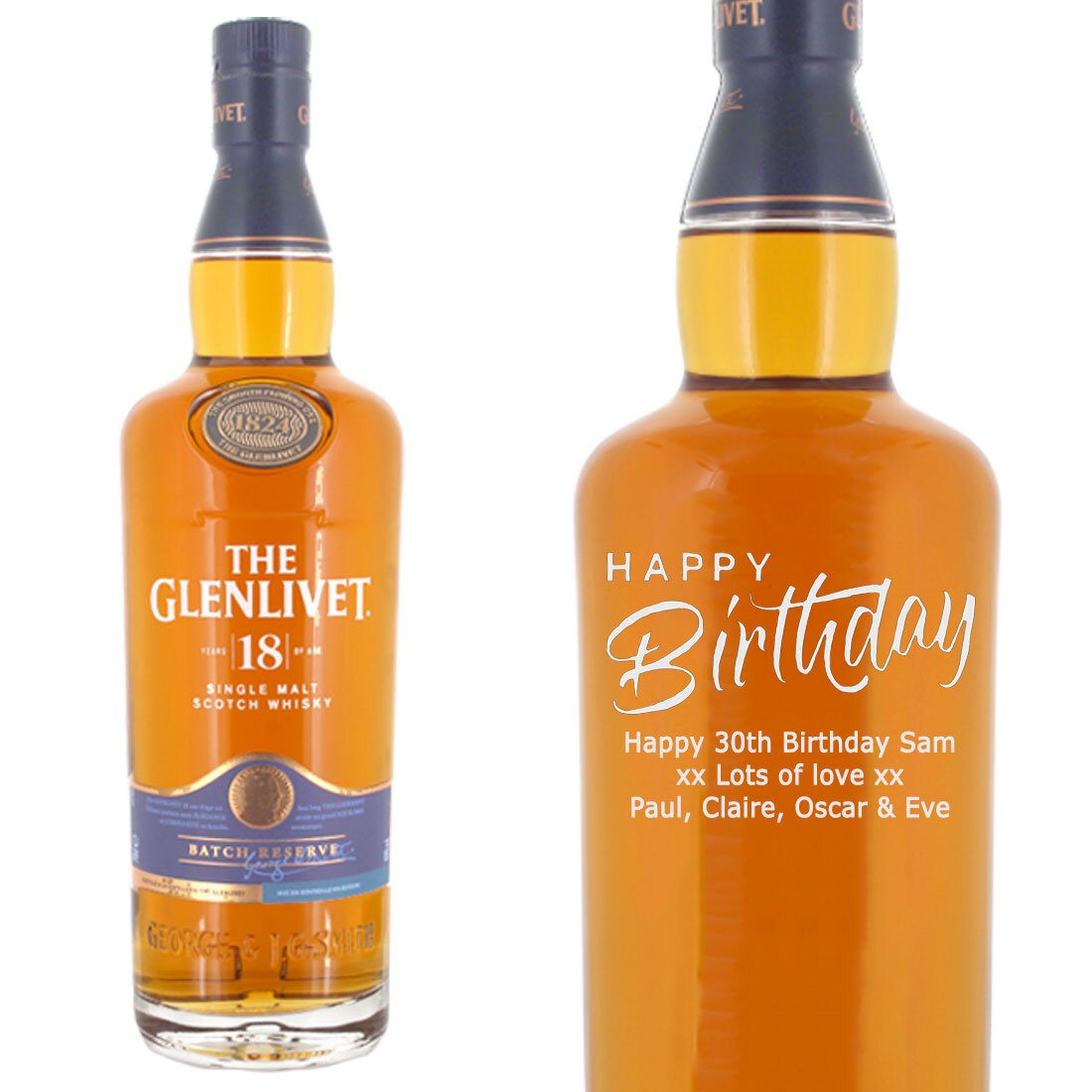 Personalised Glenlivet 18 Year Old Single Malt Whisky 70cl