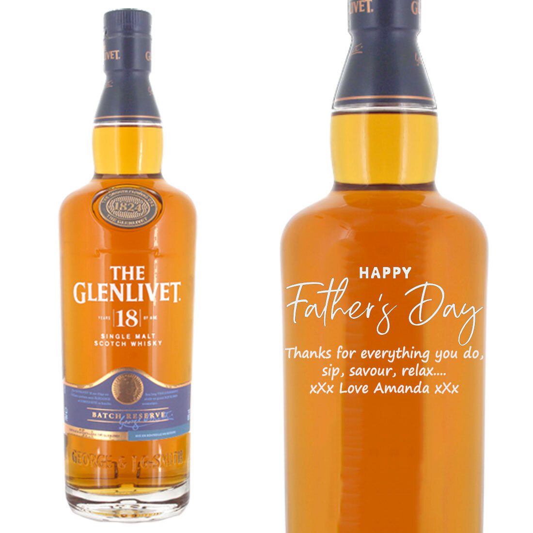 Personalised Glenlivet 18 Year Old Single Malt Whisky 70cl