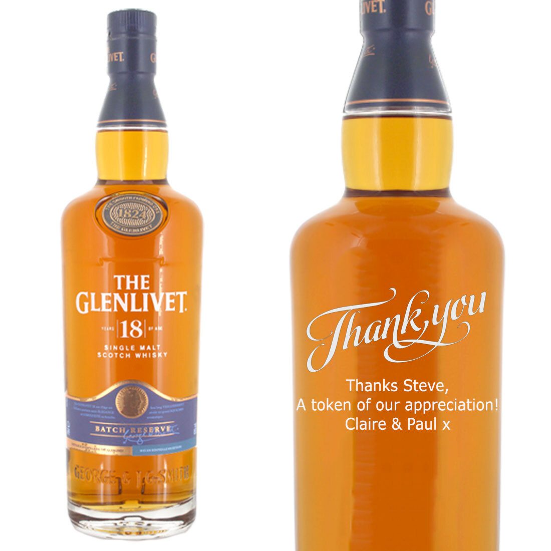 Personalised Glenlivet 18 Year Old Single Malt Whisky 70cl