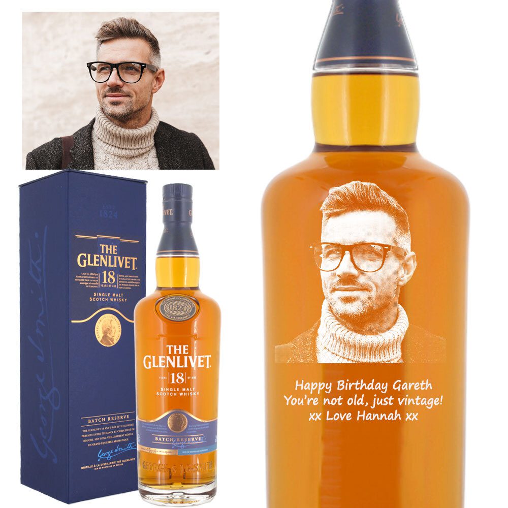 Photo Engraved Glenlivet 18 Year Old Single Malt Whisky 70cl