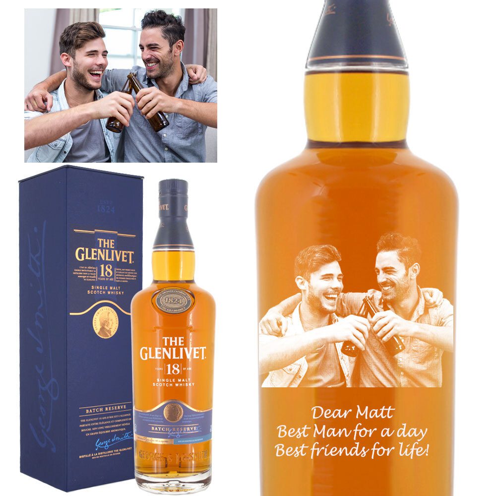 Photo Engraved Glenlivet 18 Year Old Single Malt Whisky 70cl