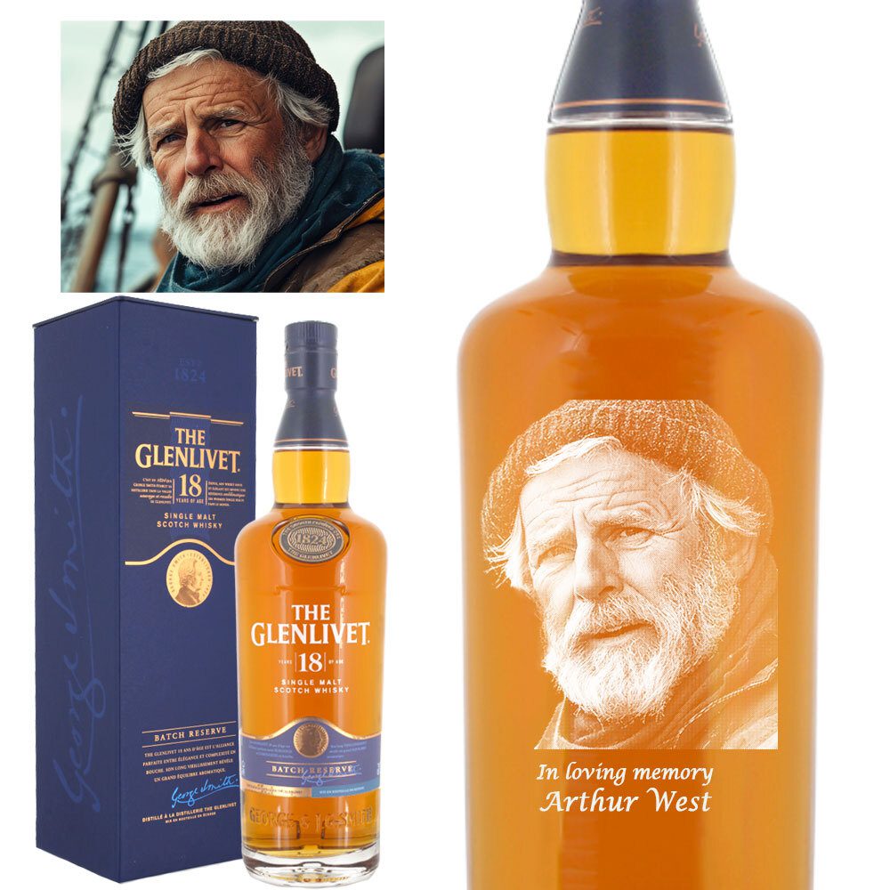Photo Engraved Glenlivet 18 Year Old Single Malt Whisky 70cl