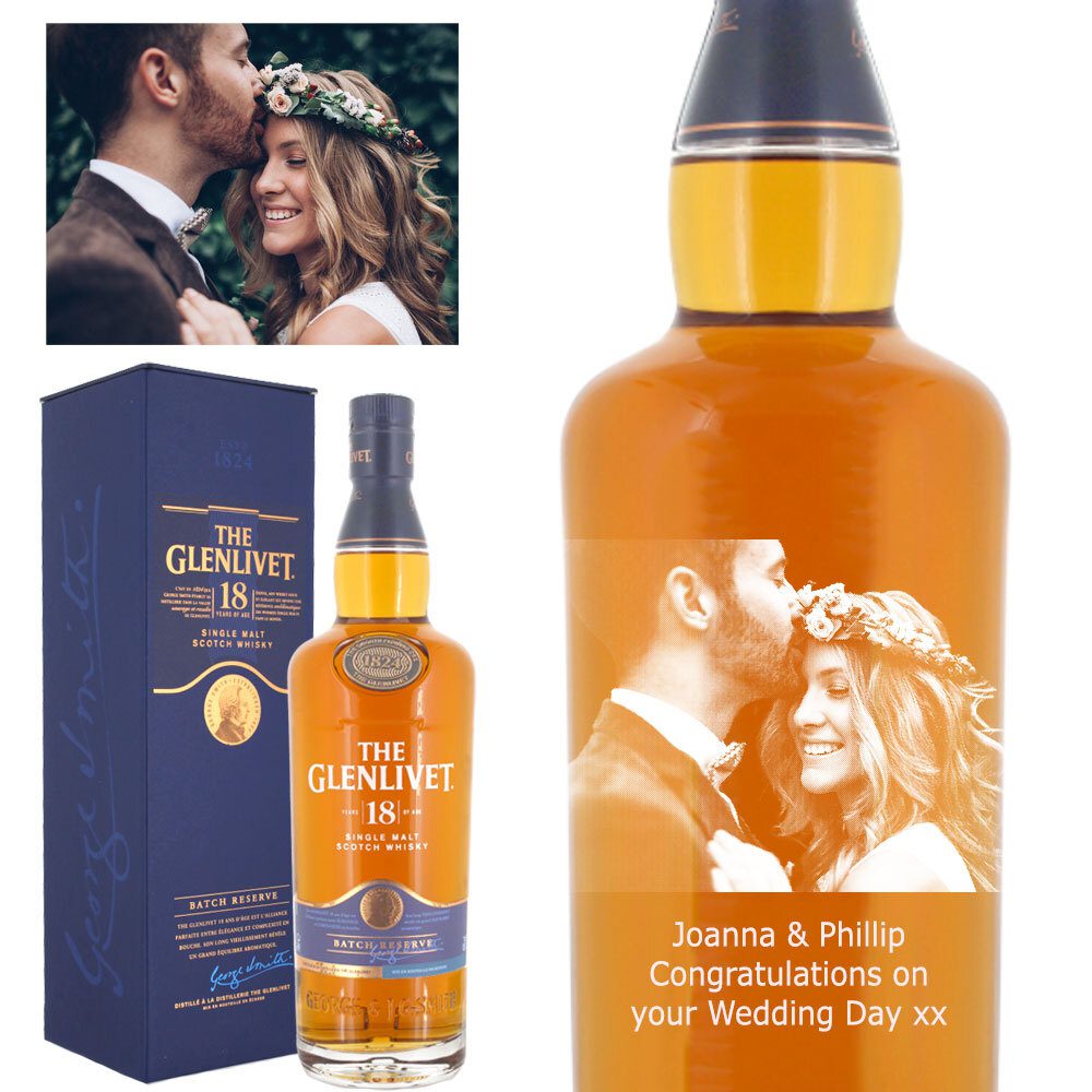 Photo Engraved Glenlivet 18 Year Old Single Malt Whisky 70cl