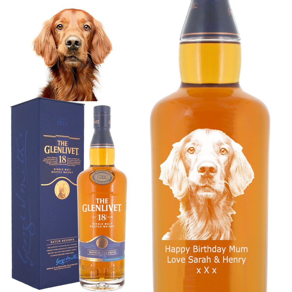 Photo Engraved Glenlivet 18 Year Old Single Malt Whisky 70cl