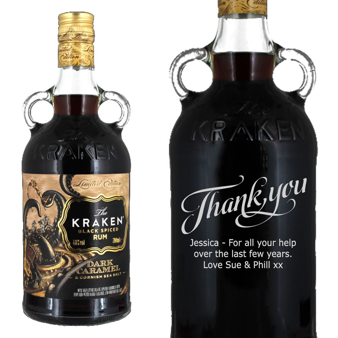 Personalised Kraken Dark Spiced Rum with Caramel and Cornish Sea Salt 70cl