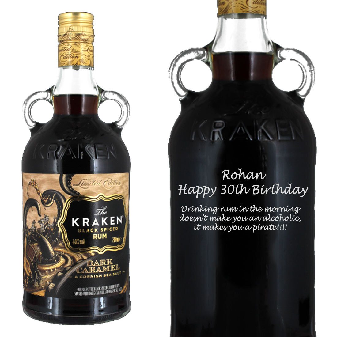 Personalised Kraken Dark Spiced Rum with Caramel and Cornish Sea Salt 70cl