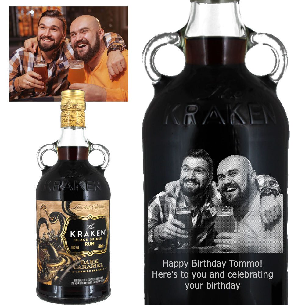 Photo Engraved Kraken Dark Spiced Rum with Caramel and Cornish Sea Salt 70cl