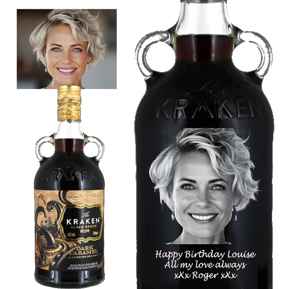 Photo Engraved Kraken Dark Spiced Rum with Caramel and Cornish Sea Salt 70cl