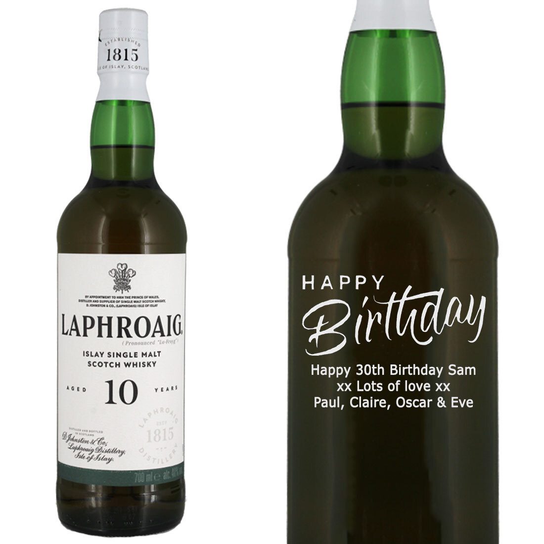 Personalised Laphroaig 10 Year Old Single Malt Whisky 70cl