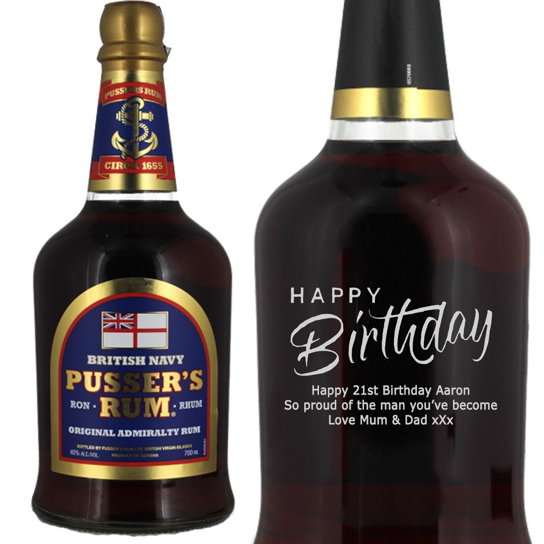 Personalised Pussers Blue Label Rum 70cl