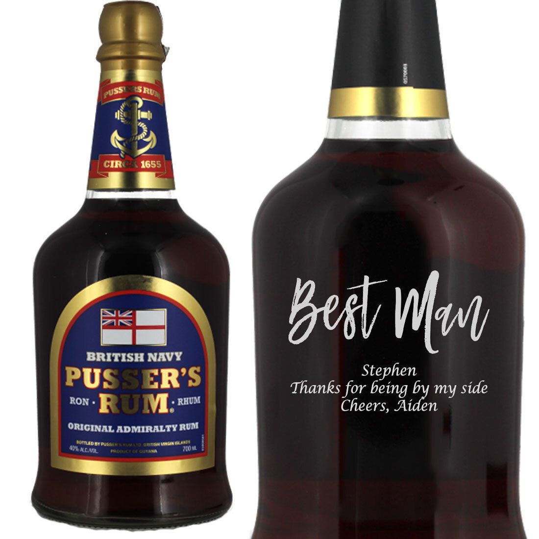 Personalised Pussers Blue Label Rum 70cl