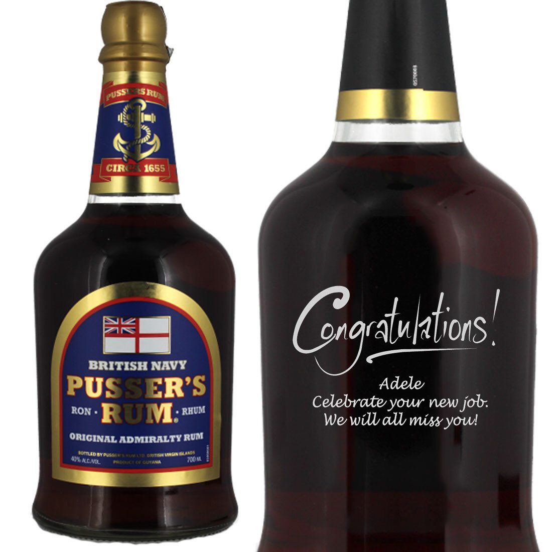 Personalised Pussers Blue Label Rum 70cl