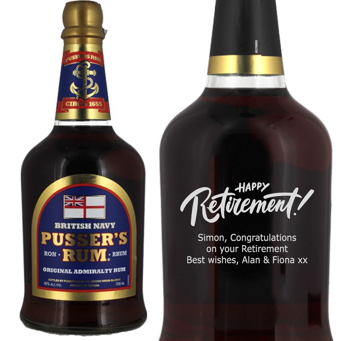 Personalised Pussers Blue Label Rum 70cl