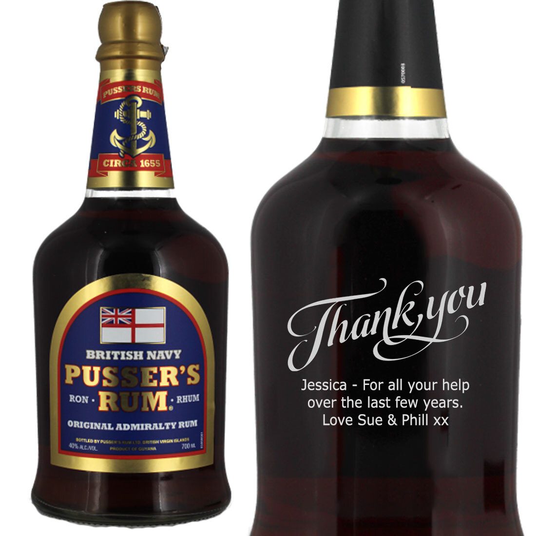 Personalised Pussers Blue Label Rum 70cl