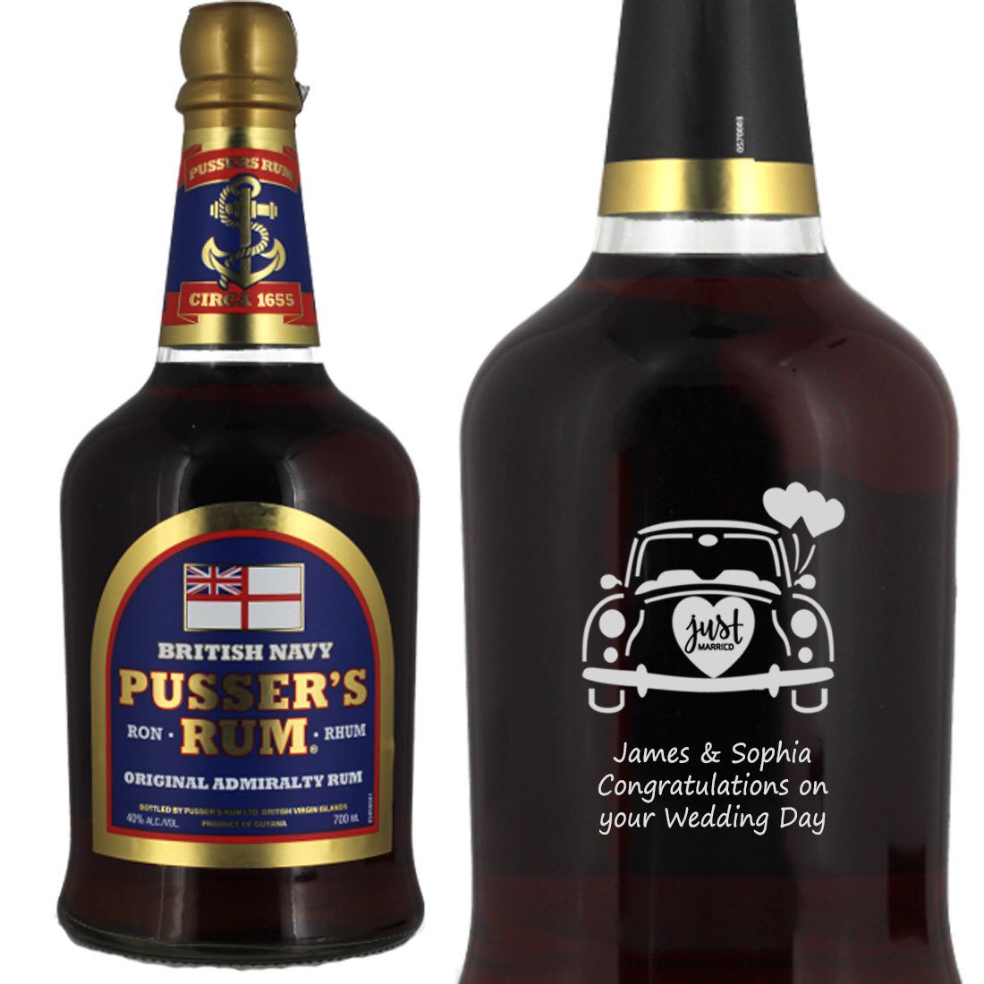 Personalised Pussers Blue Label Rum 70cl