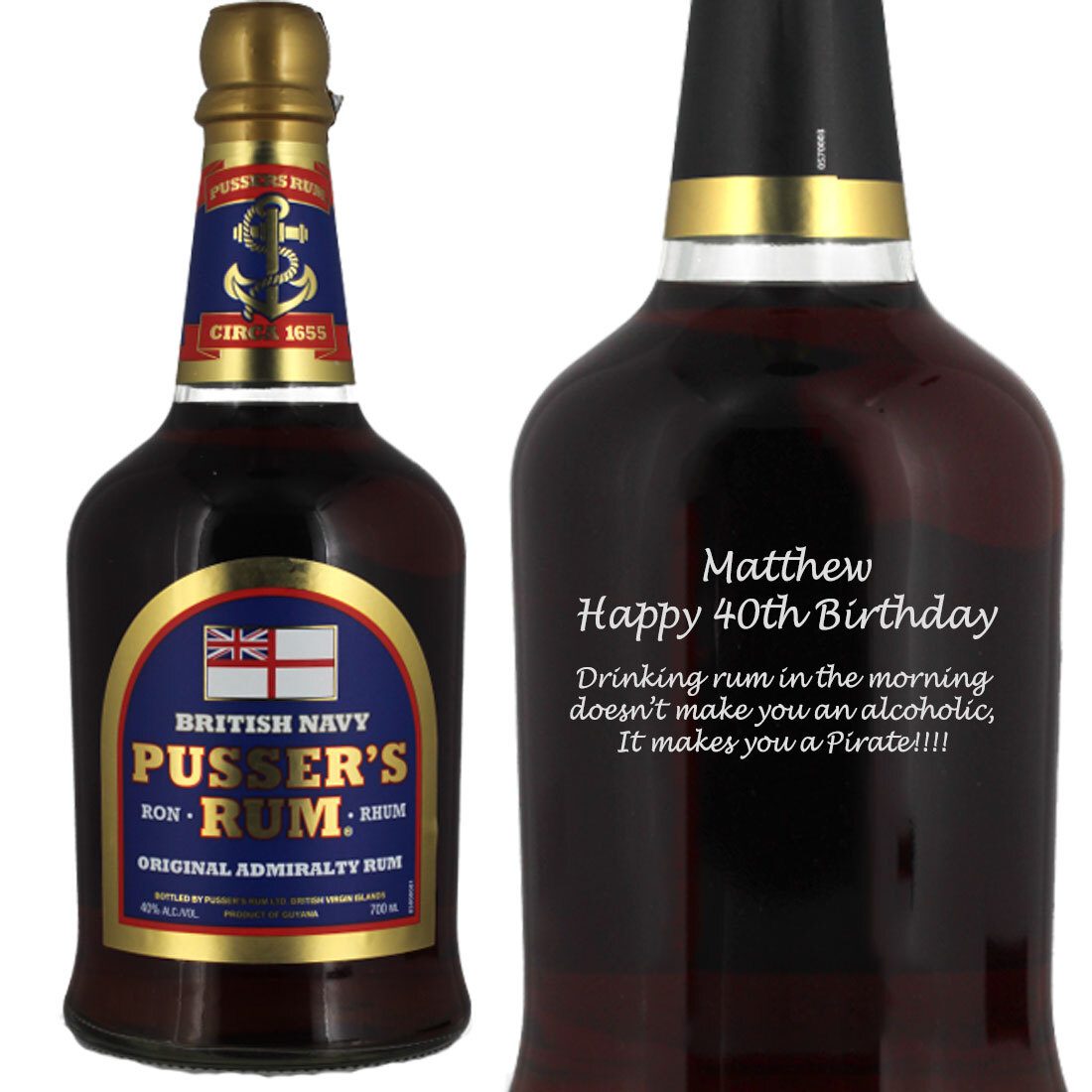Personalised Pussers Blue Label Rum 70cl