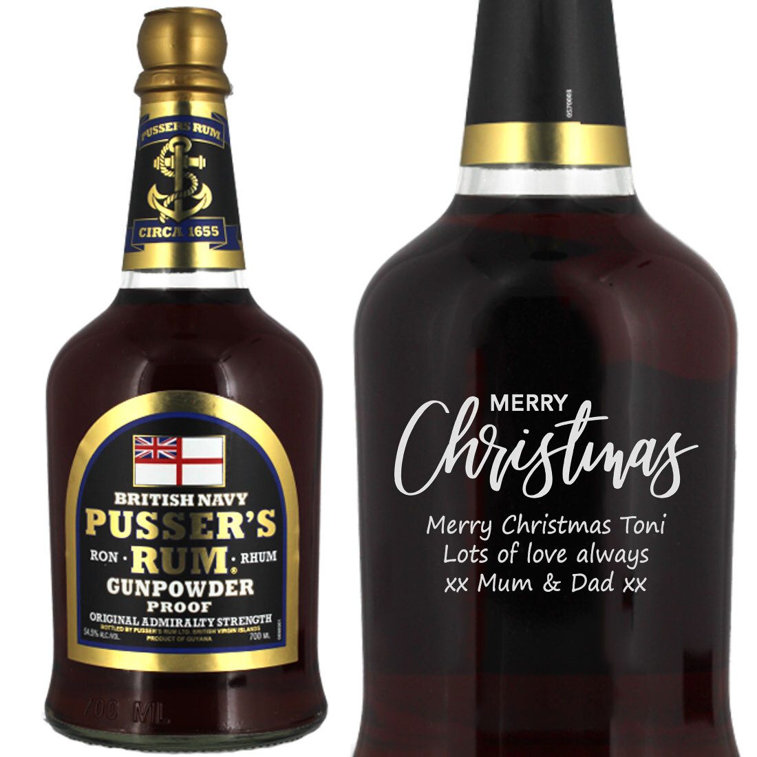 Personalised Pussers Gunpowder Rum 70cl