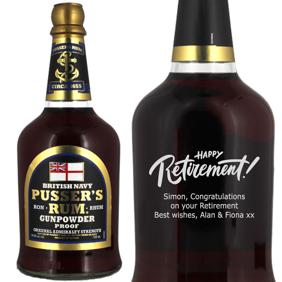 Personalised Pussers Gunpowder Rum 70cl