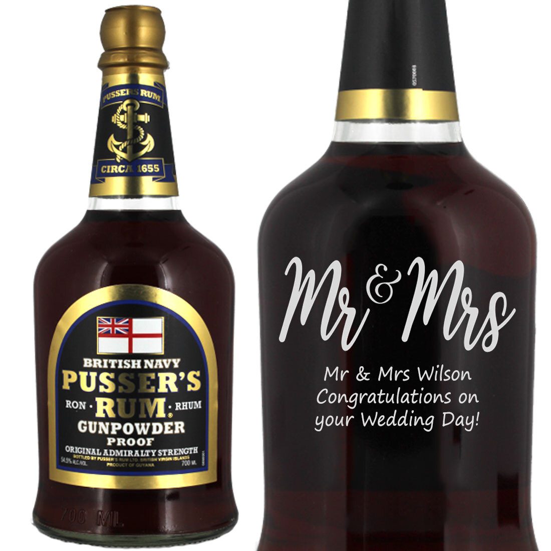 Personalised Pussers Gunpowder Rum 70cl