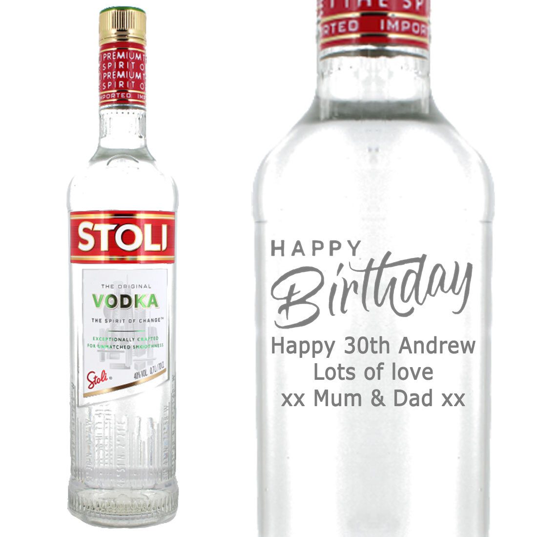 Personalised Stoli Original Red Label Vodka 70cl