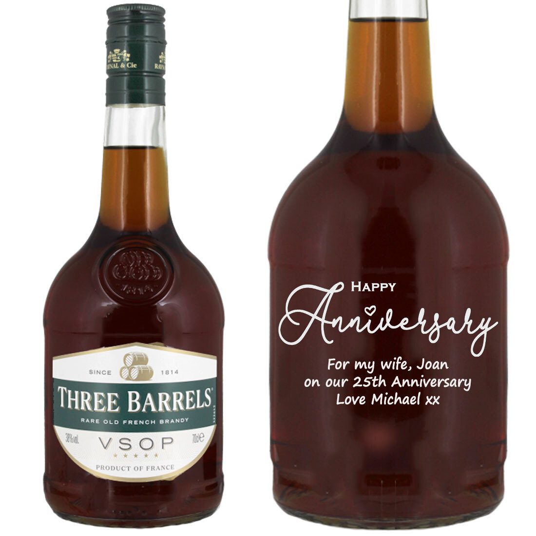 Personalised Three Barrels 70cl