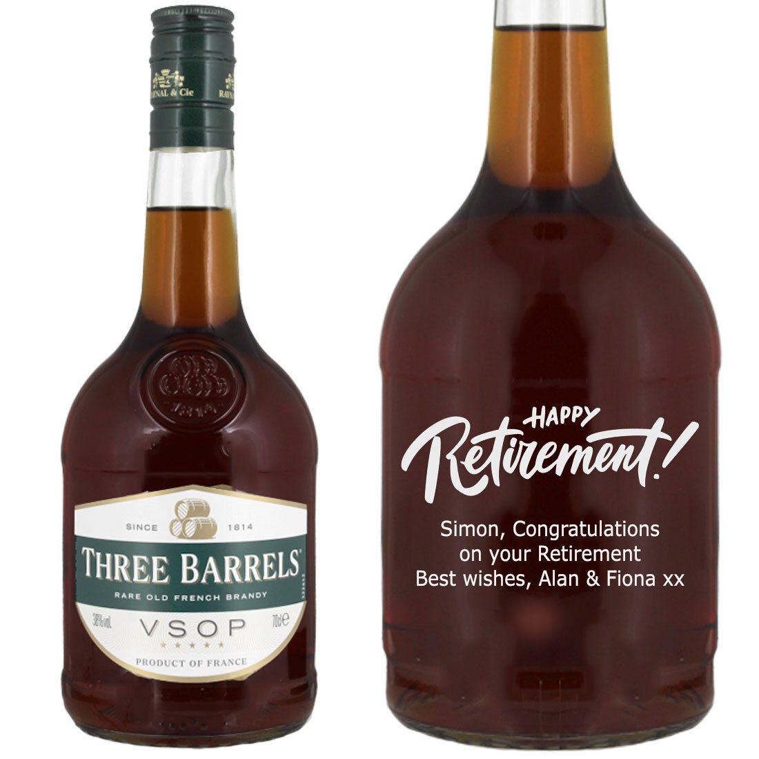 Personalised Three Barrels 70cl