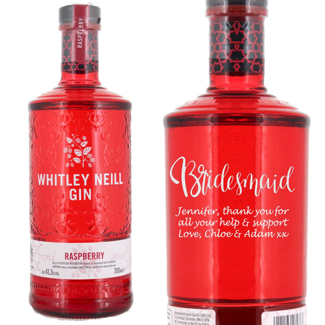 Personalised Whitley Neill Raspberry Gin 70cl