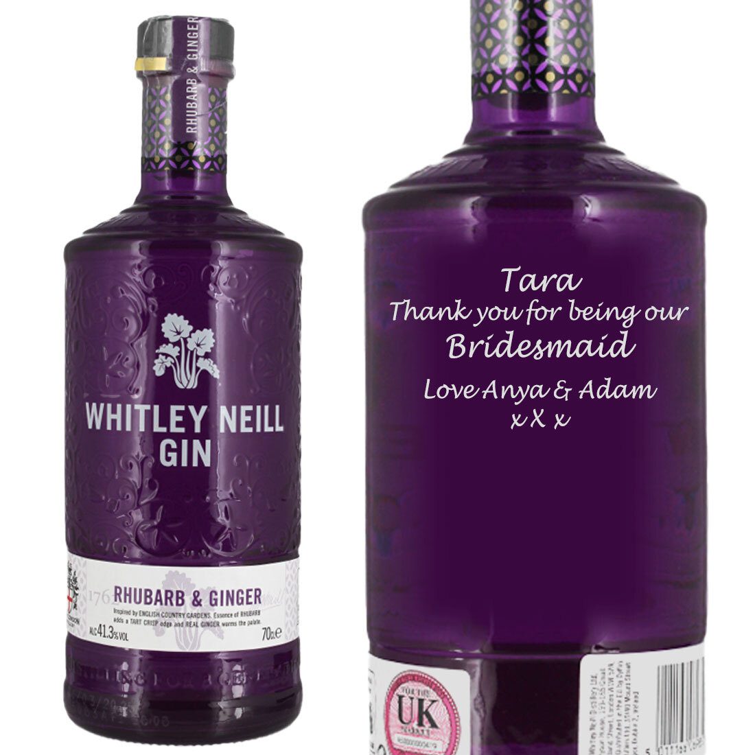 Personalised Whitley Neill Rhubarb and Ginger  Gin 70cl